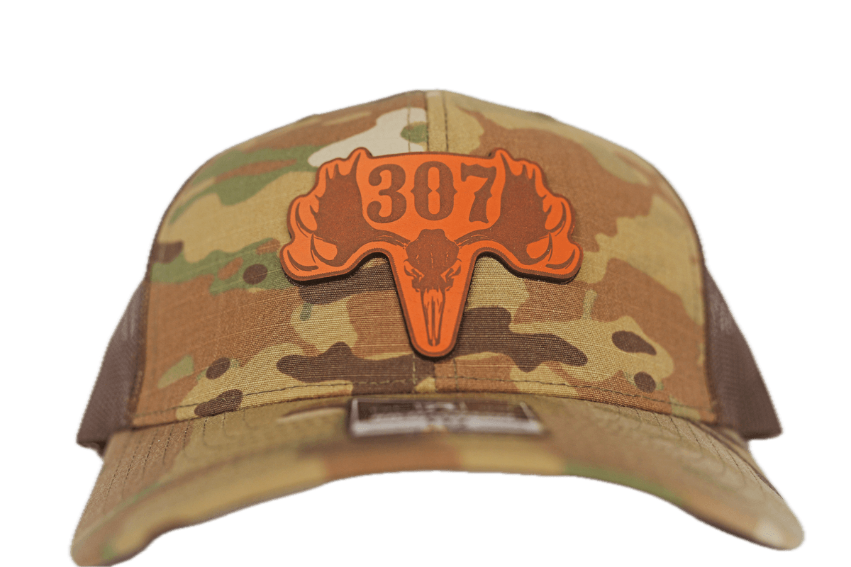 Custom leather patch on camo hat